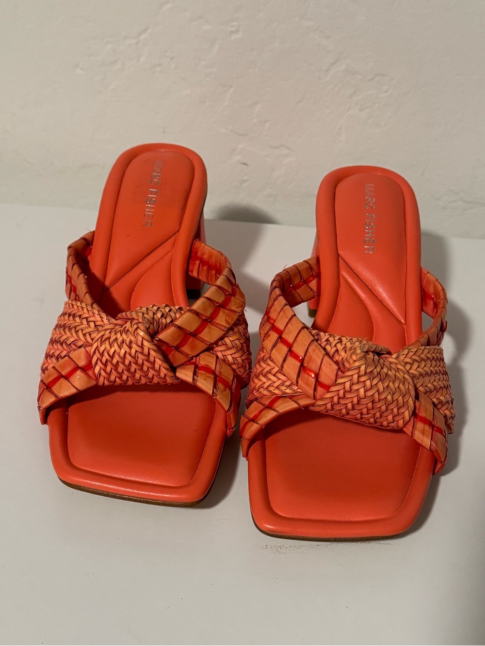 Marc Fisher Braided Coral/Orange Slide Mules